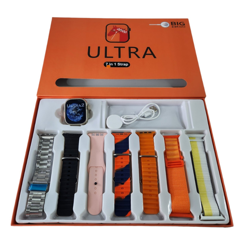 Ultra 7-in-1 Smart Watch – Includes 7 Stylish Straps | Fitness & Health Tracker