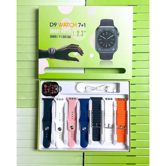 D9 Ultra Smart Watch 7-in-1 Gift Set | 49mm 2.3" HD Display | Bluetooth Calling | Fitness Tracker with 7 Straps